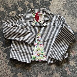 Hanna Andersson Navy Striped Jacket with Floral Lining